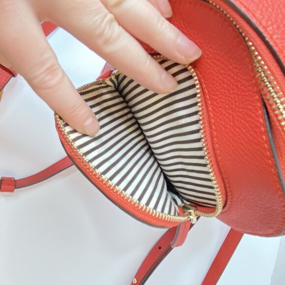 Henri Bendel New York Influencer Mini Convertible Backpack Poinsettia Red Coral - Picture 6 of 16